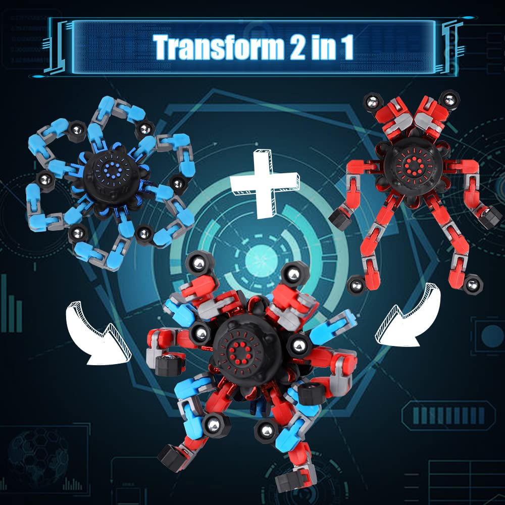 20Pcs Robot Fidget Spinner Easter Egg Filler Stuffer Transformable Chain Toy For Kids Adults, Diy Deformable Fidget Bulk, Hand S