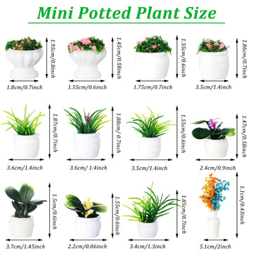12Pcs Miniature Dollhouse Plants, Mini Potted Plant, Artificial Plastic Plants, Miniature Dollhouse Accessories, Mini Resin Plan