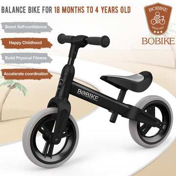 Bobike Toddler Balance Bike Toys For 1 To 6 Year Old Girls Boys Adjustable Seat And Handlebar No-Pedal Training Bike Best Gifts For Kids(Black)