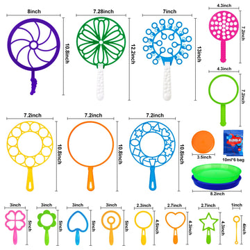 Roberly 25 PCS Big Bubble Wands Set with Tray Solution, Giant Bubbles Wands Toys for Kids Adults Summer Outdoor Activities Birth