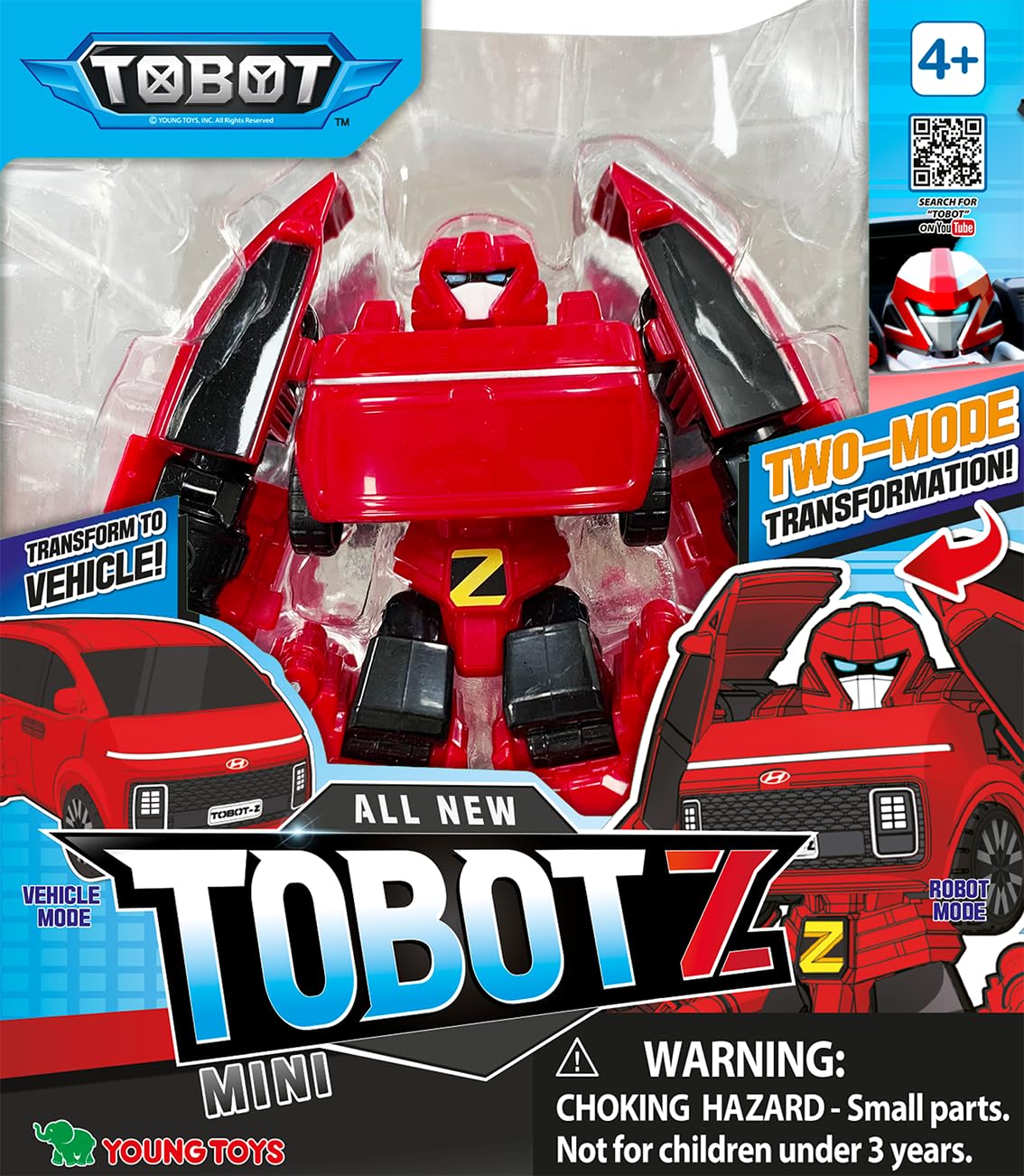 New Tobot, Mini Tobot Z, Youngtoys Transforming Collectible Vehicle To Robot, Heroes Animation Character Toys For Kids 3 And Up Transform Toys Cars, Mini Size 4-Inch