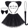 Dxhycc Black Cat Costume Cat Ears Headband Tail Bowtie Tutu And Stickers For Halloween Dress Up Party (Black, 15.7)
