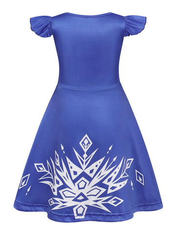 Sukyfecde Princess Costume Dress For Toddler Girls Halloween Cosplay Birthday Dress Up Role Play Outfits Size 7-8 Dark Blue