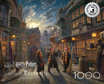 Ceaco - Silver Select - Thomas Kinkade - Harry Potter Diagon Alley - 1000 Piece Jigsaw Puzzle For Adults -Challenging Puzzle Perfect For Game Nights - Size Is 26.75 X 19.75