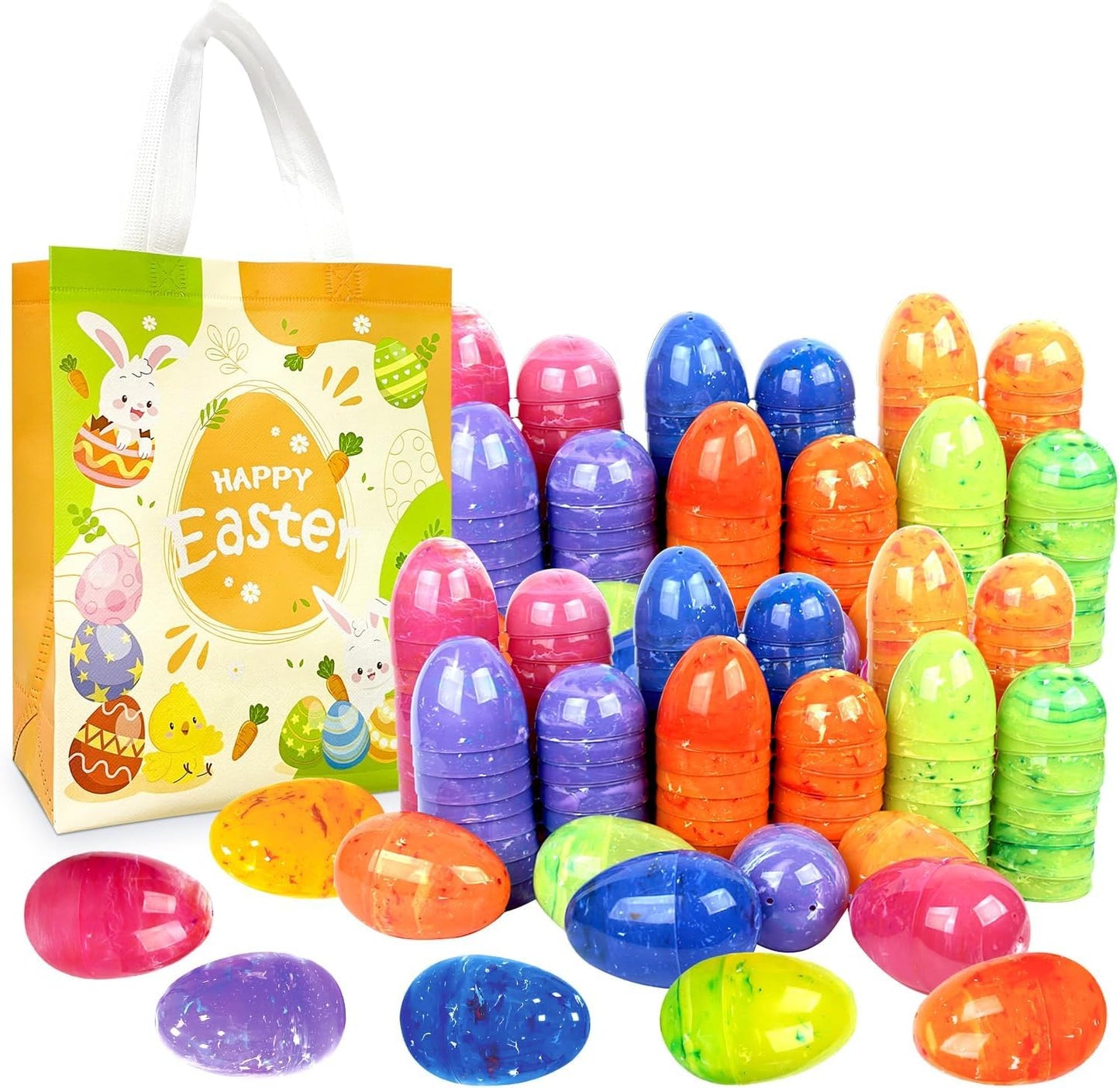 Aviski 96Pcs 2.36'' Tall Painted Iridescent Easter Eggs For Kids Basket Stuffers Fillers, Easter Hunt Game, Toys Filling Treats