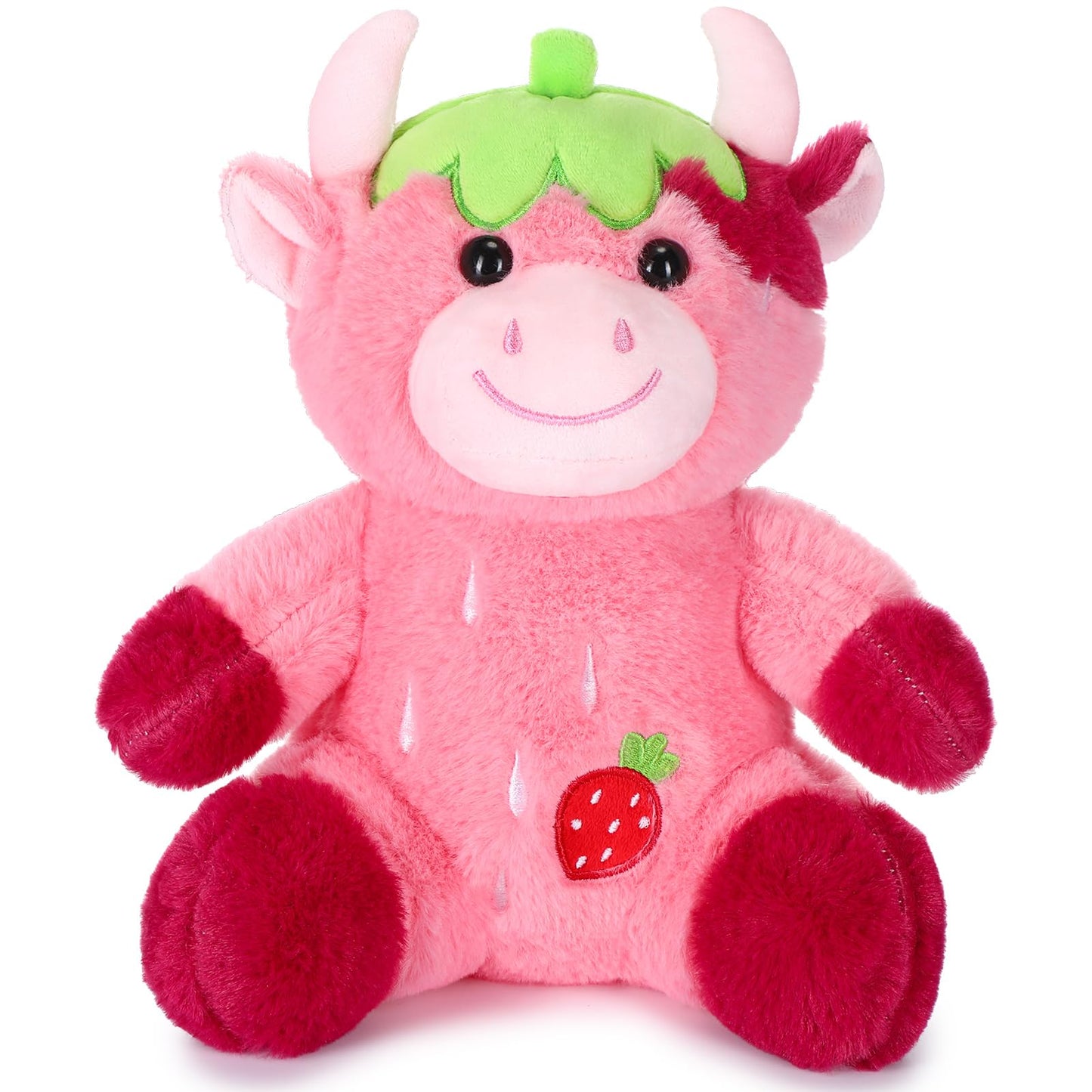 Hydren Pink Cow Stuffed Animal 9.8'' Soft Cute Strawberry Plush Animal Toy For Boys Girls Kids Toddlers Valentine'S Day Birthday
