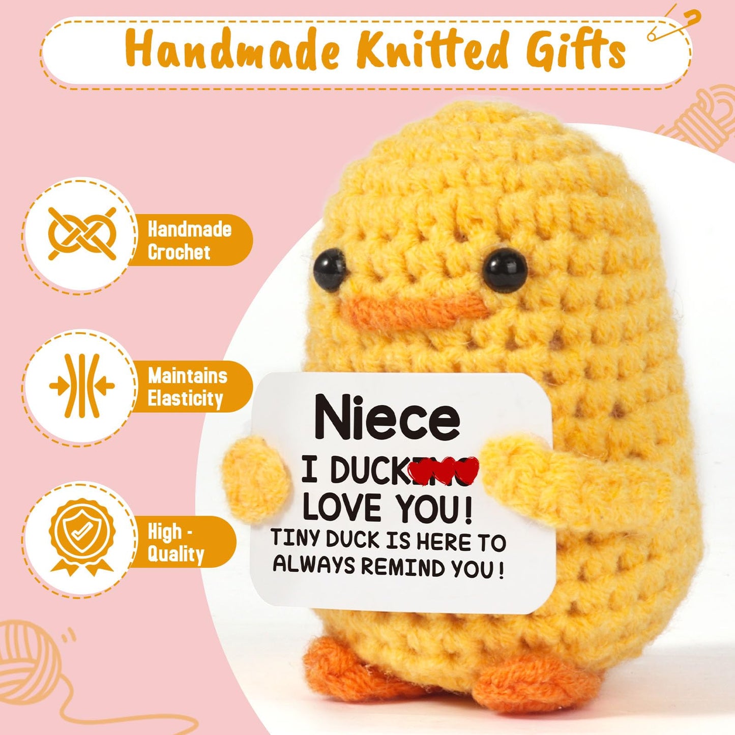 Mbl Niece Gifts From Auntie Aunt - To My Niece Gift From Aunt, Funny Small Cute Emotional Positive Support Handmade Crochet Duck