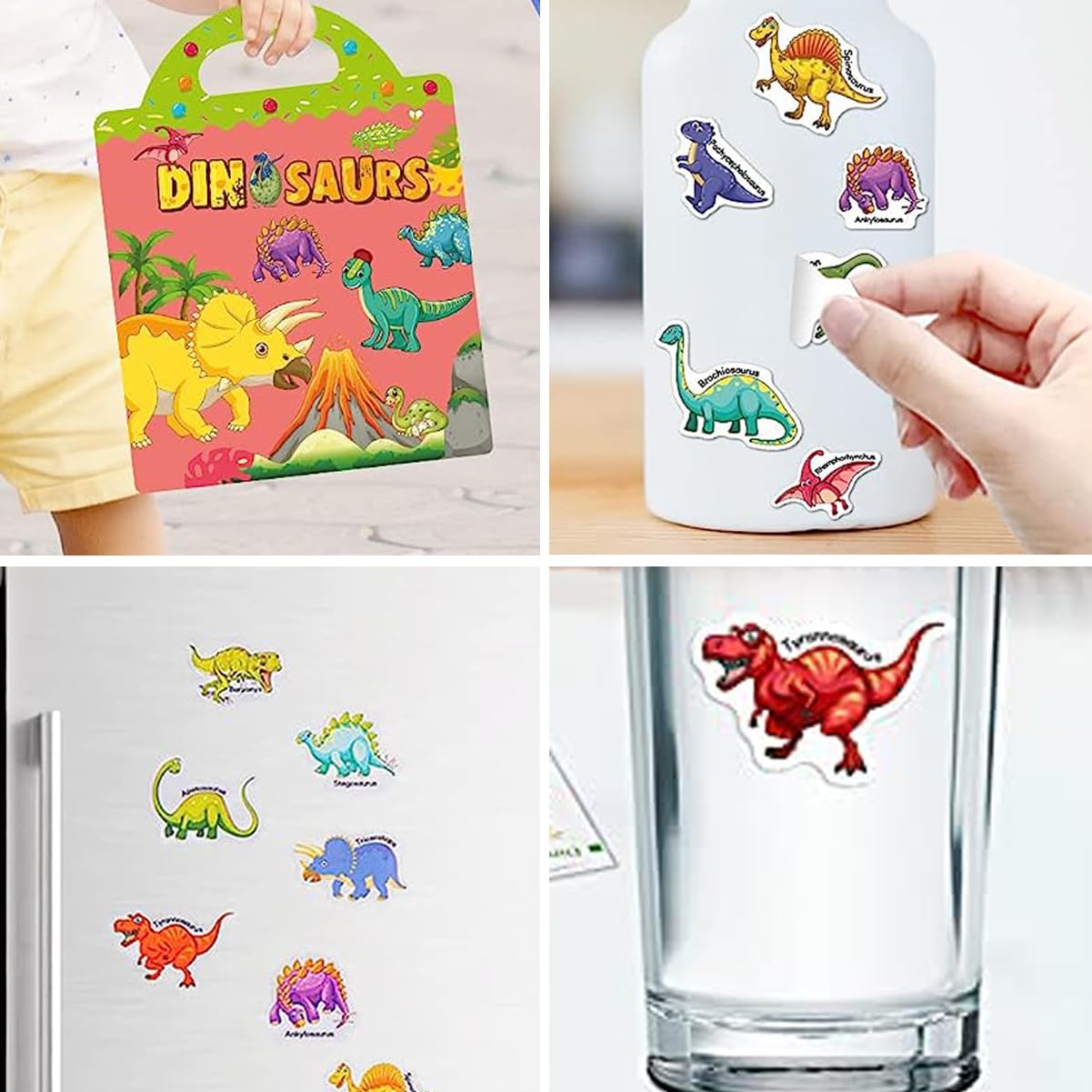 Reusable Sticker Books For Kids, Travel Removable Toddler Dinosaur Sticker Books For 3 4 5 Year Old Girls Boys Birthday Gifts Educational Learning Toys