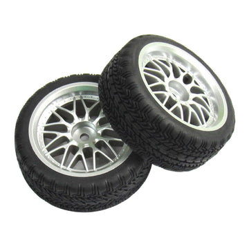 powerday 12mm Hub Wheel Rims Rubber Tires for RC 1/10 on-Road Touring Racing Car A for RC 1: 10 on-Road Racing car, Drift, Touri