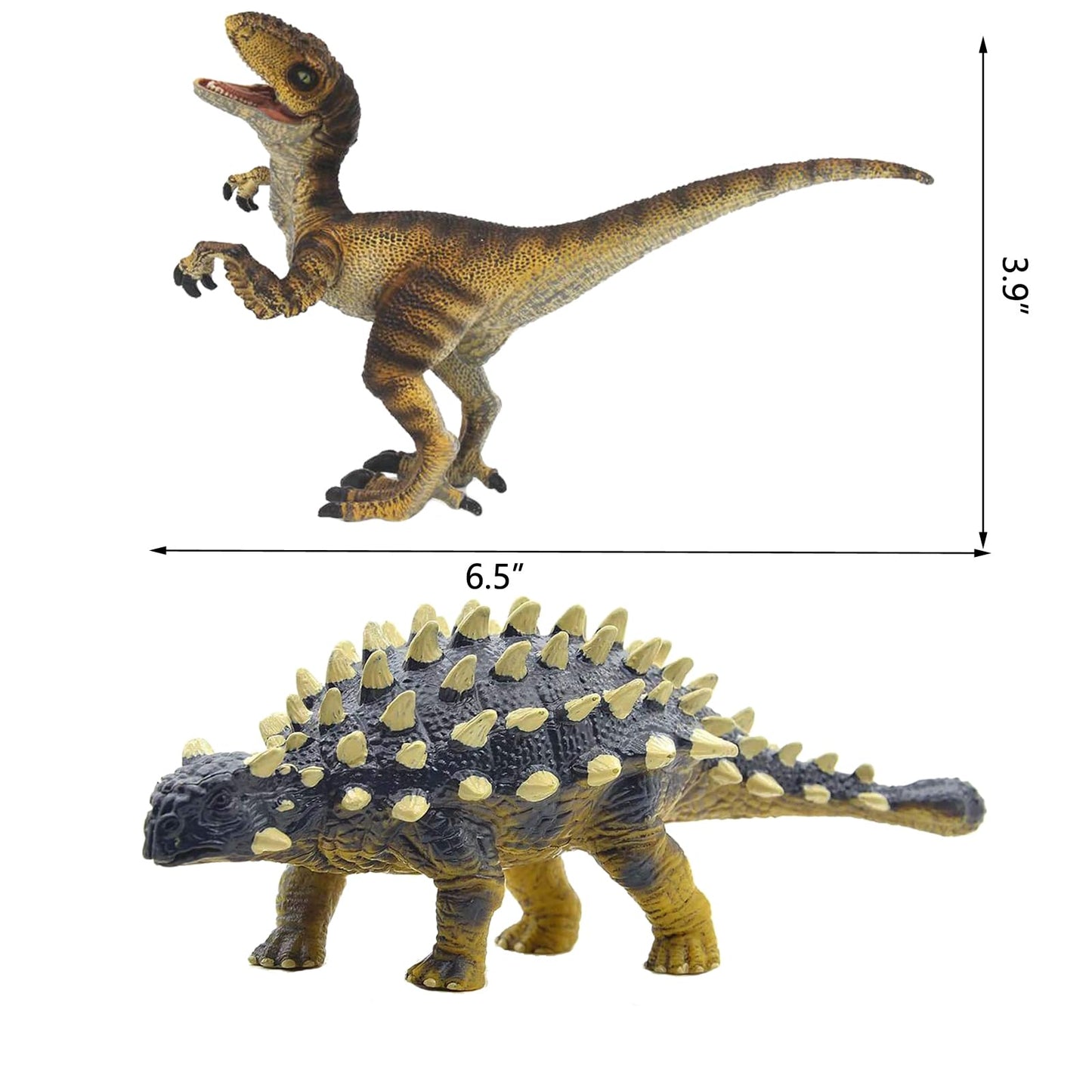 Gemini&Genius Ankylosaurus And Velociraptor Dinosaur Toys For Kids, Lifelike Dino Action Figures, Great For Collection Gifts, Cake Toppers, Toddler Stocking Stuffers, Kids Fun Party Favors