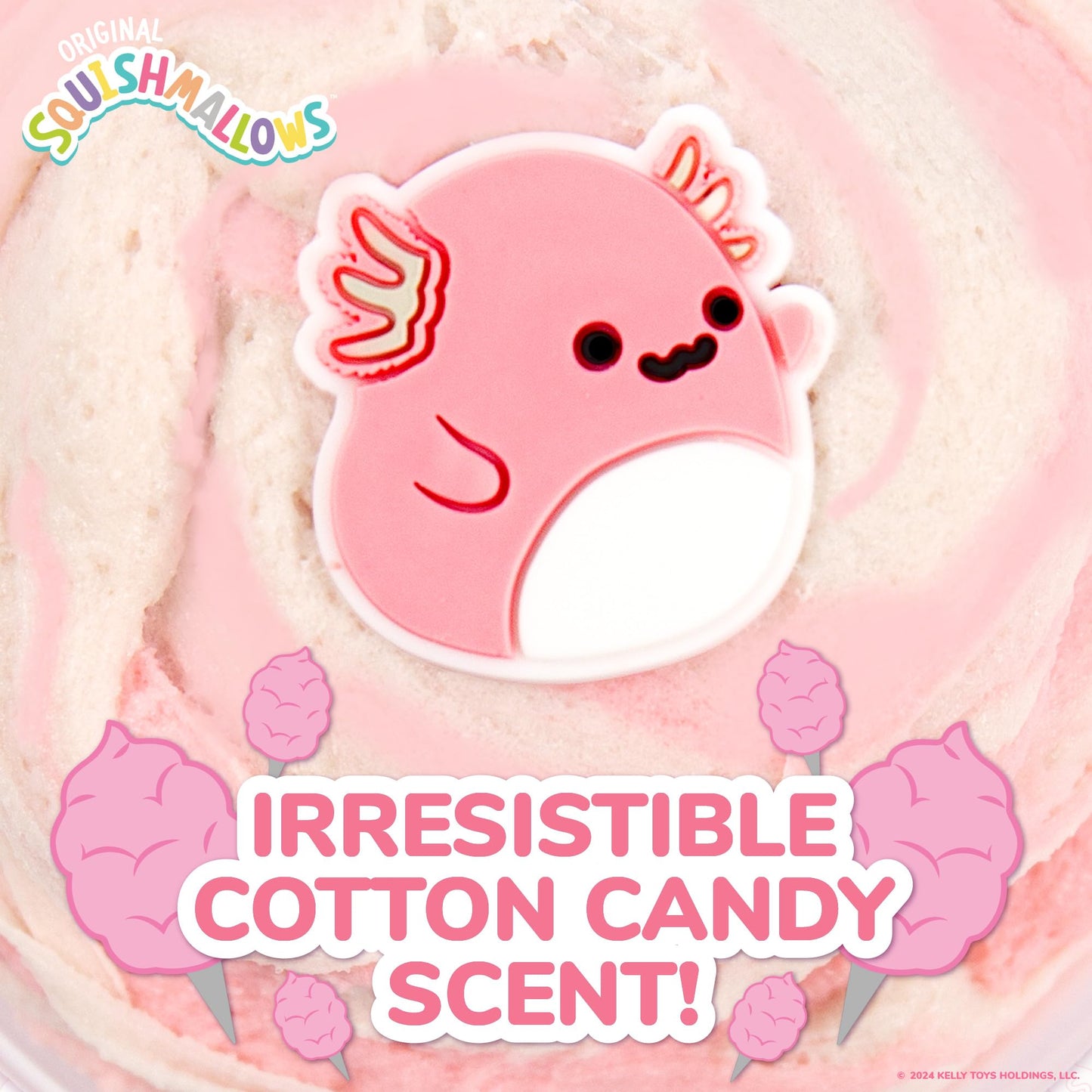 Squishmallows Archie The Axolotl Premium Cloud Slime, 8 oz, Cotton Candy Scent, Fun Add-Ins, Soft Sludge Toy for Kids