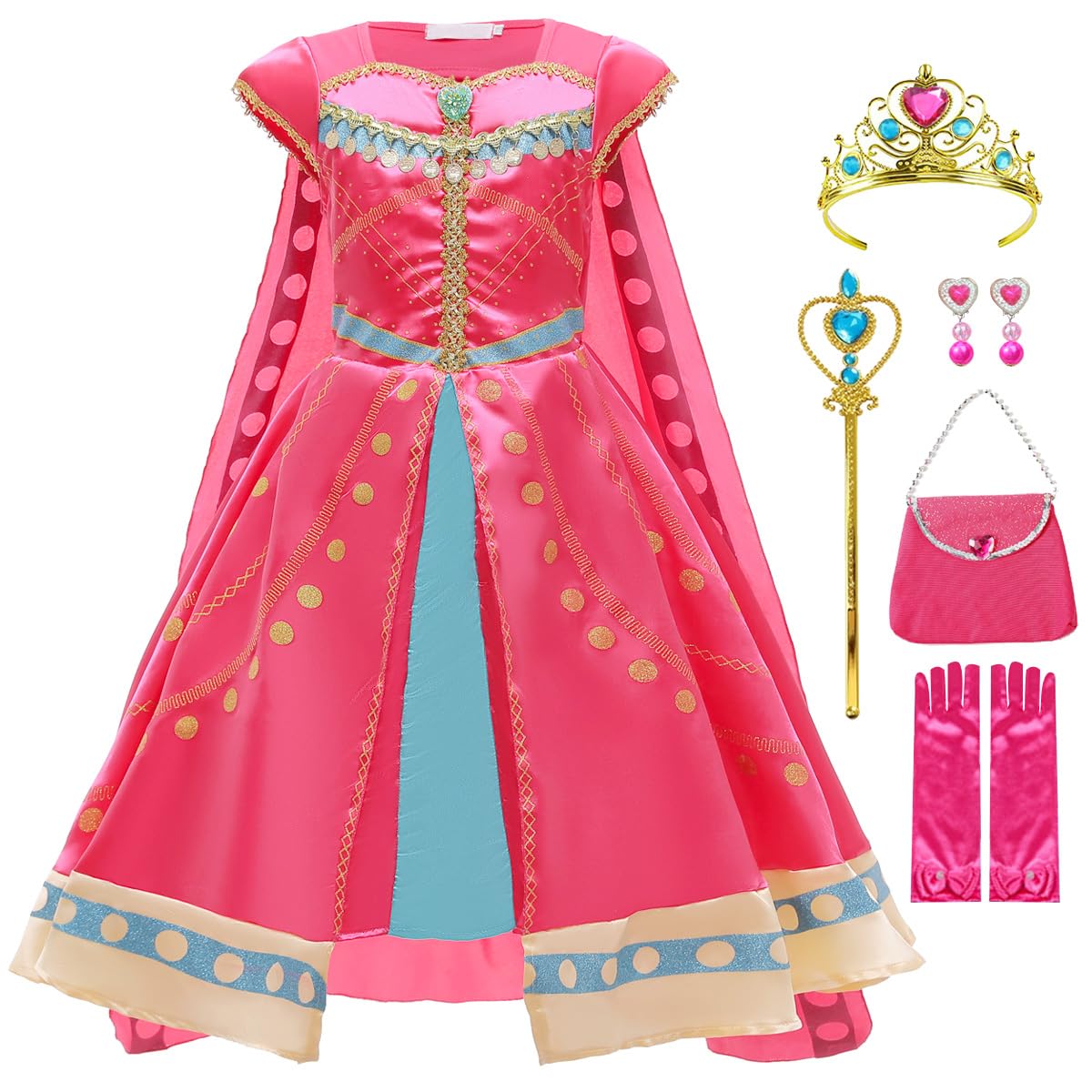 Itvti Princess Arabian Costume For Little Girls Kids Jasmine Dress Up Halloween Party Outfit, 3-4 Years
