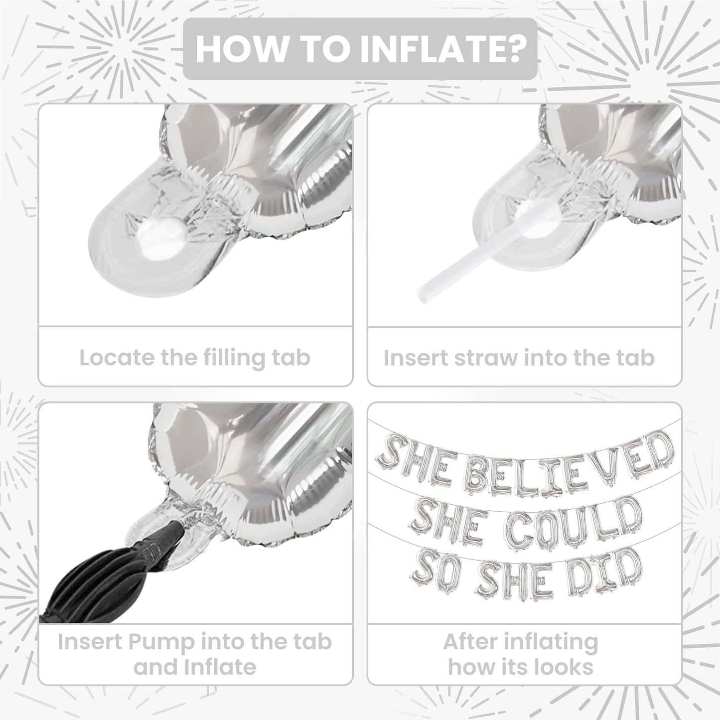 Katchon, Silver She Believed She Could So She Did Balloons - 16 Inch | Congrats Balloons For Congratulations Decorations | Graduation Balloons Class Of 2025 For Graduation Decorations Class Of 2025