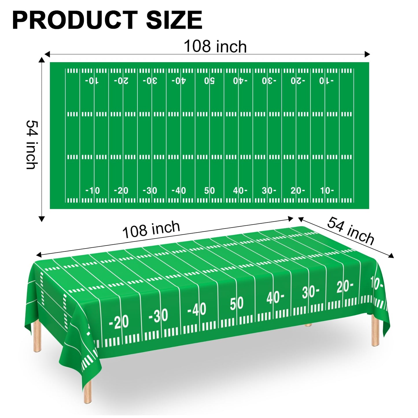 Wnink Football Tablecloth Party Decorations, 2 Pack Plastic Touchdown Table Cover For Birthday Party Superbowl Football Themed P