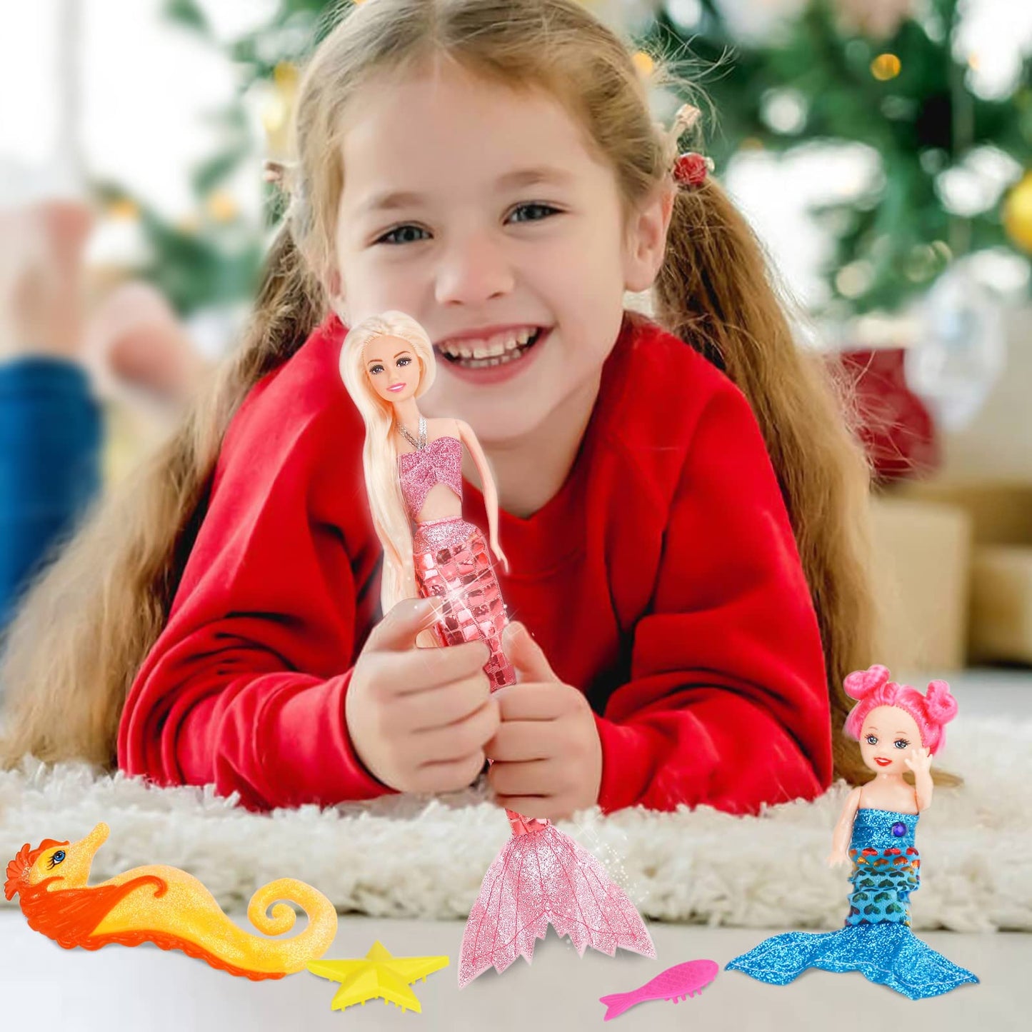 Bettina Princess Doll With Seahorse Play Gift Set | Mermaid Toys With Accessories And Doll Clothes For Girls (Pink)