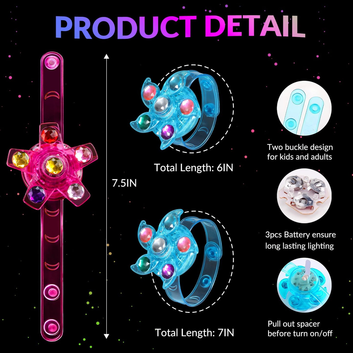 36 Pack Led Light Up Fidget Spinner Wristbands Party Favors For Kids 4-8 8-12, Glow In Party Supplies, Return Gifts For Kids Birthday Halloween