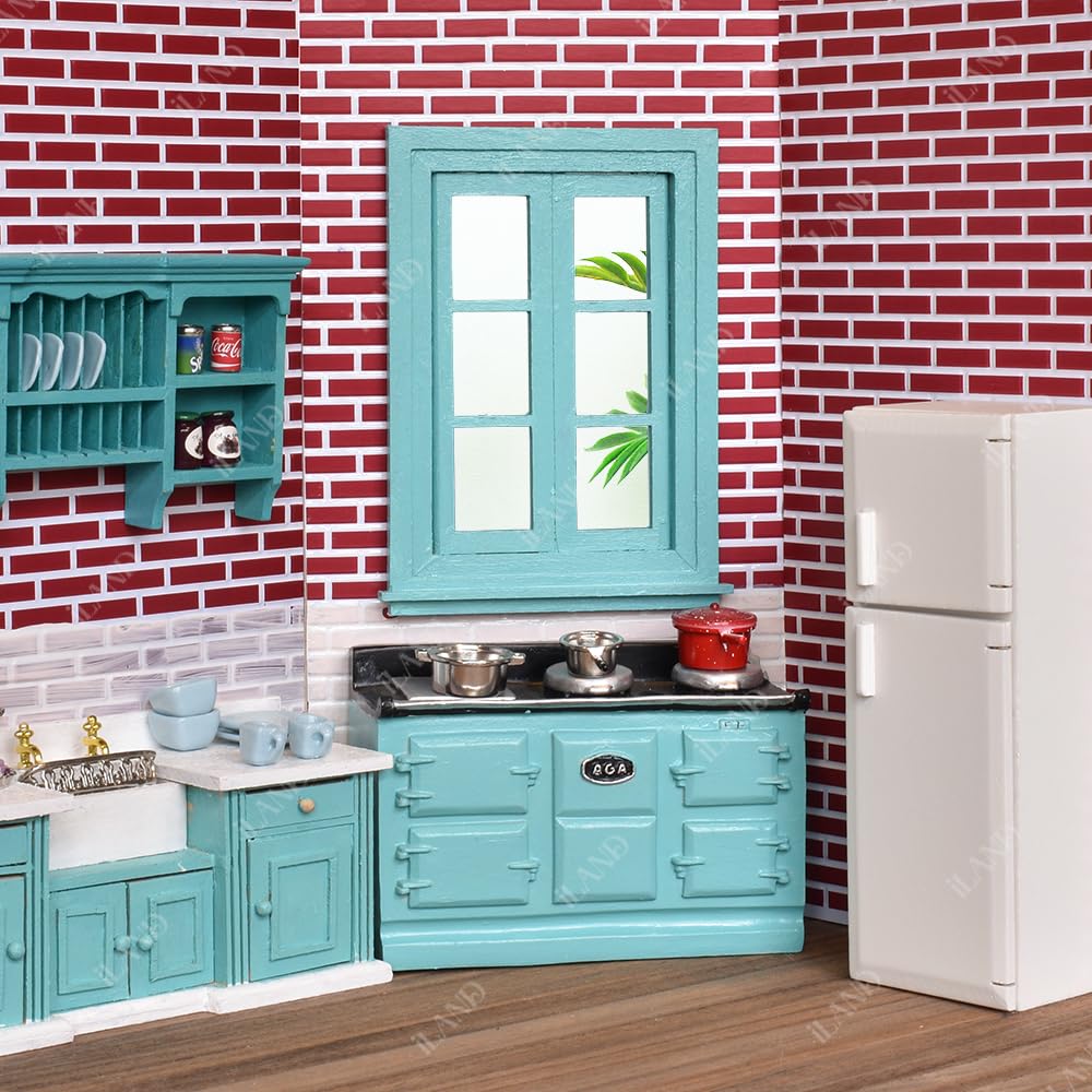 Iland Dollhouse Window, 1/12 Scale Accessories, Wooden Window Panes & Trims (Classic Push-Out)