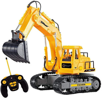 Top Race Remote Control Dump Truck - 5-Channel Electric Radio Control Construction Vehicles - Realistic Toy with Lights and Soun