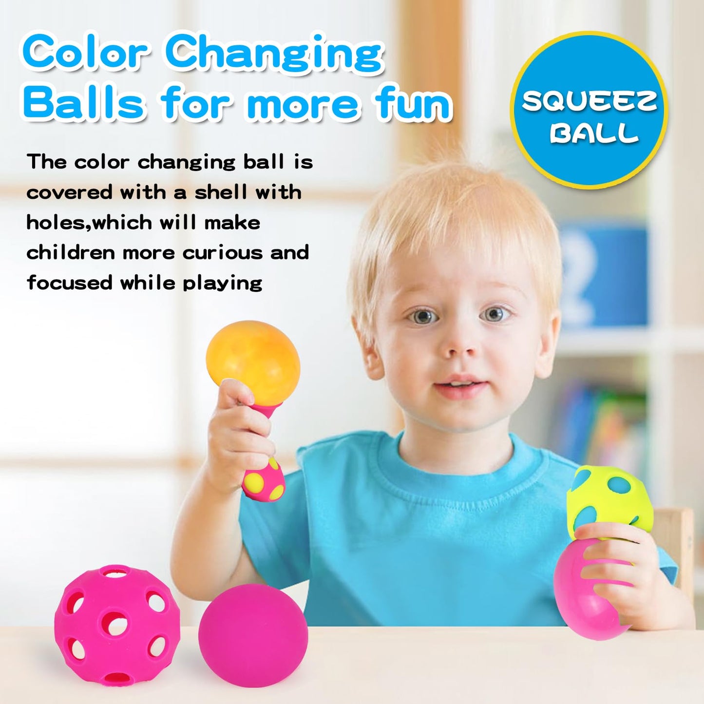 Stress Balls For Adults And Kids,3Pack Color Changing Squishy Balls With Replaceable Cover,Autism And Squeeze Balls Toys, Calmin