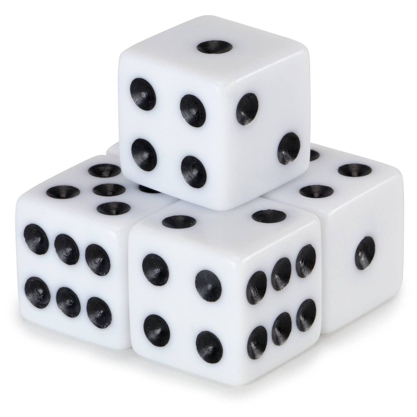 Classic White Game Dice For Playing Board Games And Card Games, 5-Pack Set - 16Mm Regular Pipped Six-Sided Dice By Brybelly