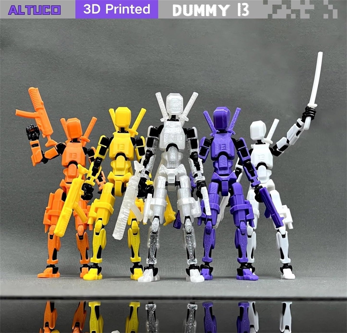 Altuco T13 Action Figure With Lots Of Accessories,3D Printed Multi-Jointed Titan13 Figure,White Dummy 13 Desktop Decorative Toy