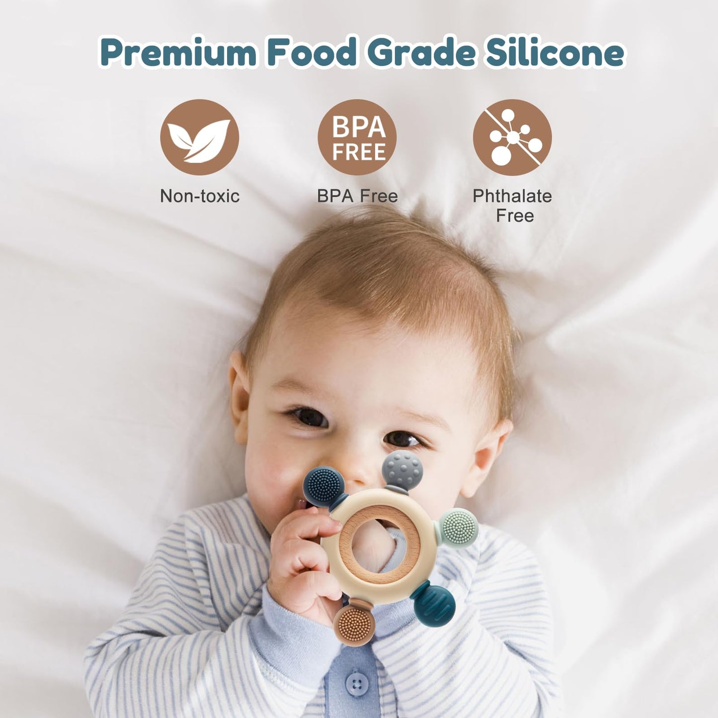Baby Teething Toys For 0-6 6-12 Months, Bpa Free Baby Teether Sensory Toys For Babies 0 3 6 9 12 18 Months, Newborn Infant Toys