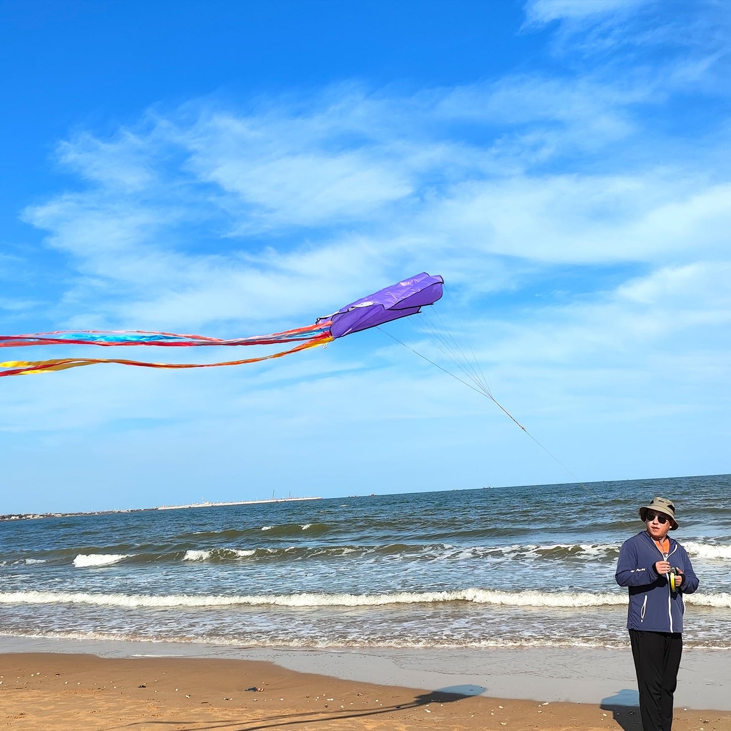 Simxkai Octopus Kite for Kids & Adults, Easy to Fly for Beginner Boys & Girls, 28*158 Large Soft 3D Beach(Purple)