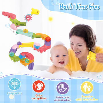 Taseyok Toddler Bath Toys For Kids, Diy Bathtub Toys With Suction Cups, Fun Baby Shower Toys With Slide Track Birthday Gift For