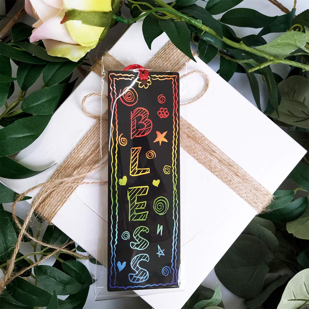 Supla Magic Scratch Rainbow Bookmarks Kit - 36 Sets, DIY, Wood & Paper, Medium, Black, Model: Windiy, Classroom Activities