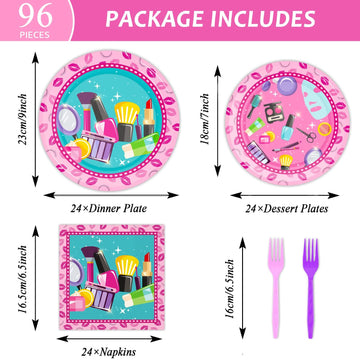 Gisgfim 96 Pcs Spa Birthday Party Plates Napkins Supplies Set Spa Party Tableware Paper Dinnerware Decorations Favors For Girls
