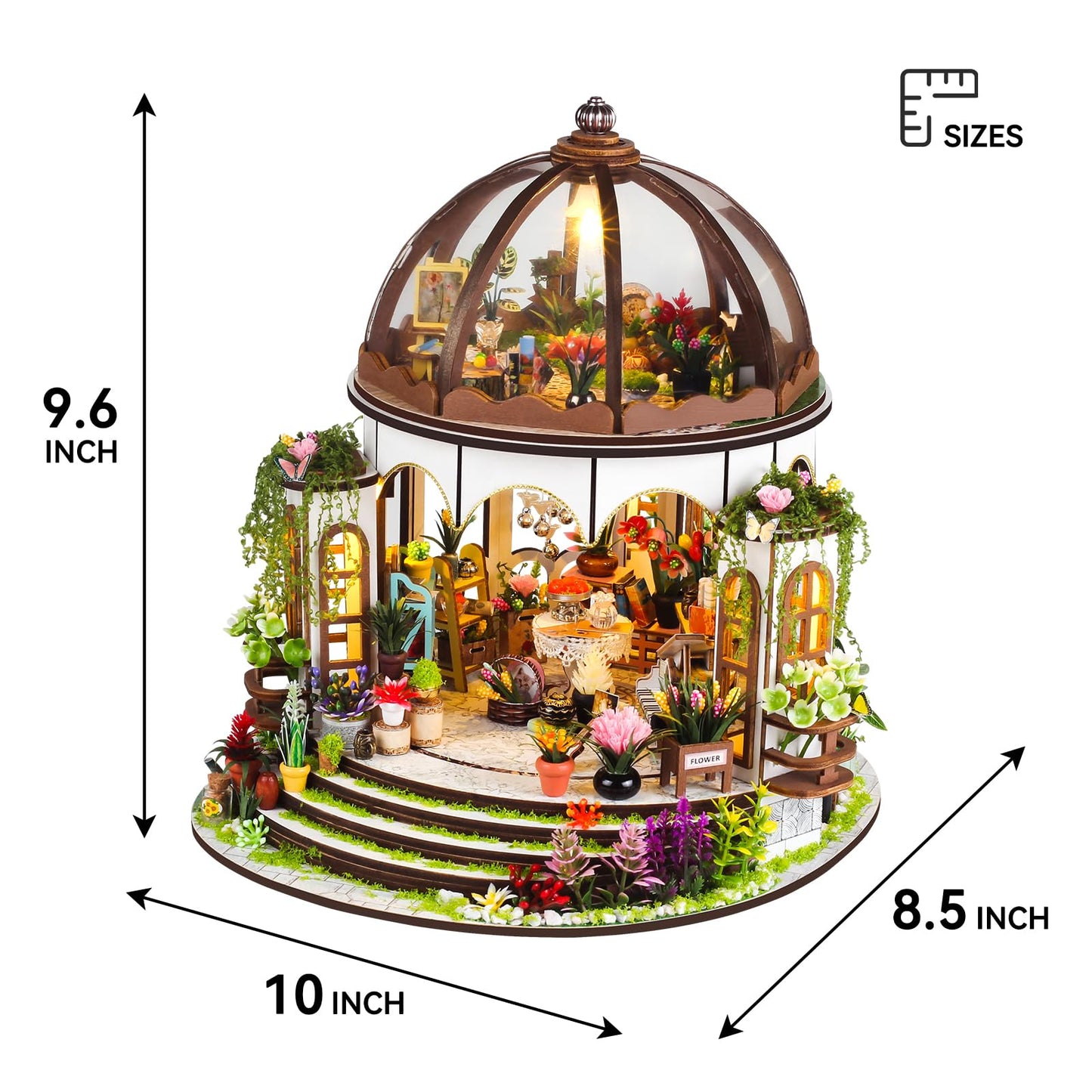 Qatmmkt Diy Miniature House Kit, Wooden Garden Mini House With Furniture & Led Light, Creative Dollhouse Kit, Model Building Kit