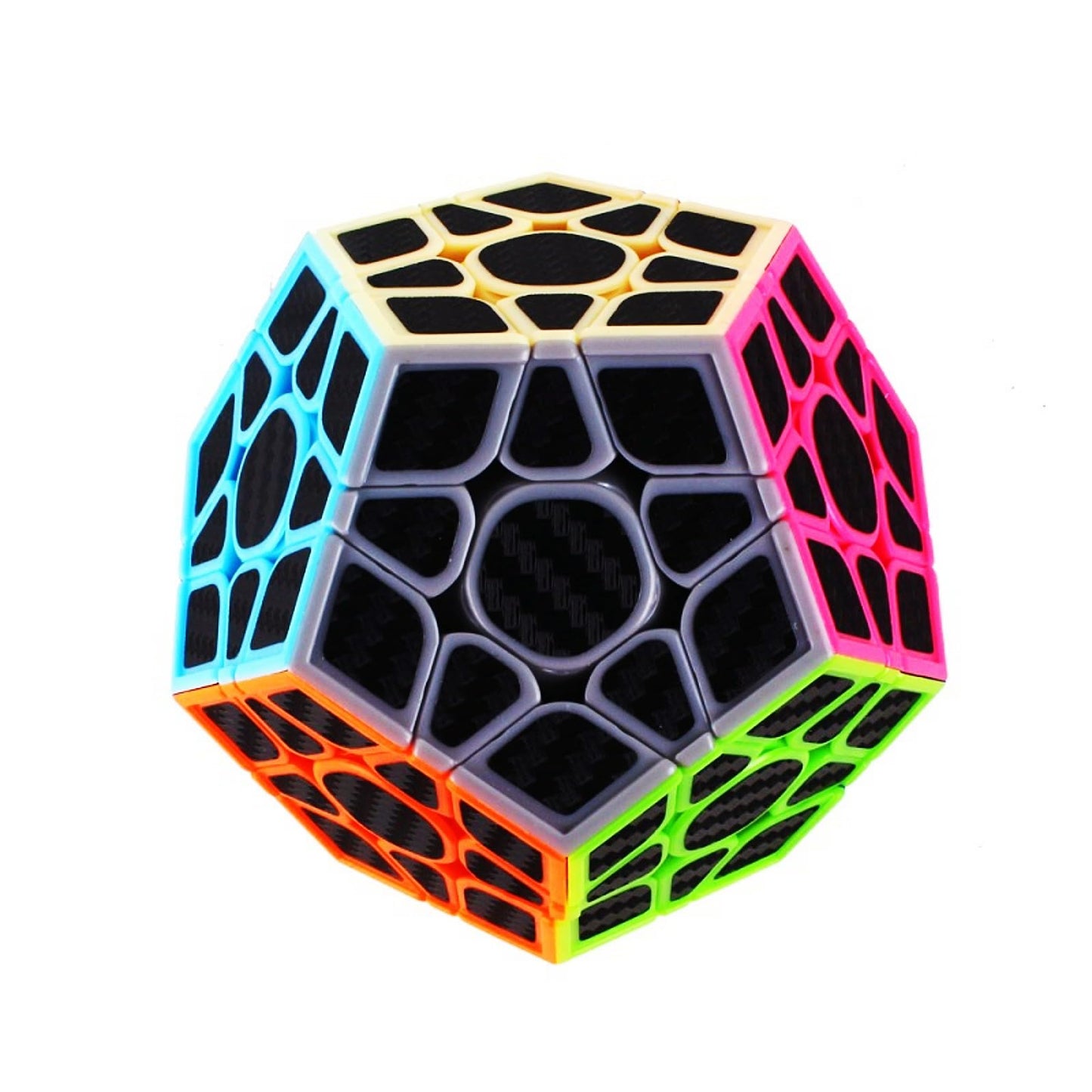 CuberSpeed Phantom Carbon Fiber Sticker 3x3 Pentagonal Dodecahedron stickerless Magic Cube Kilominx 3x3x3 with Black Sticker Spe