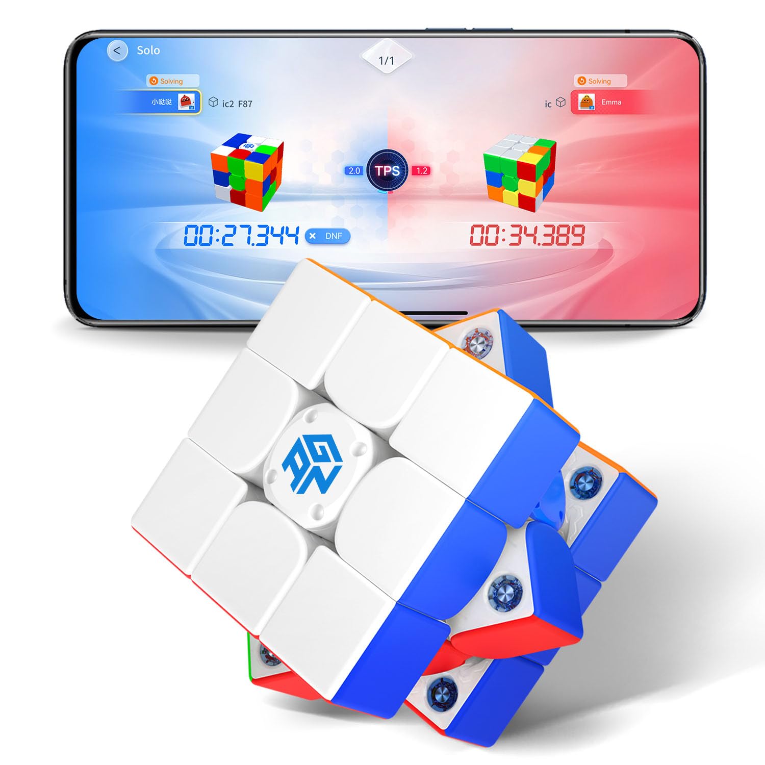 Gan 356 I Carry 2, Smart Speed Cube 3X3 Connected Speedcube Magnetic Intelligent Timer Tracking Movements Steps With App Online