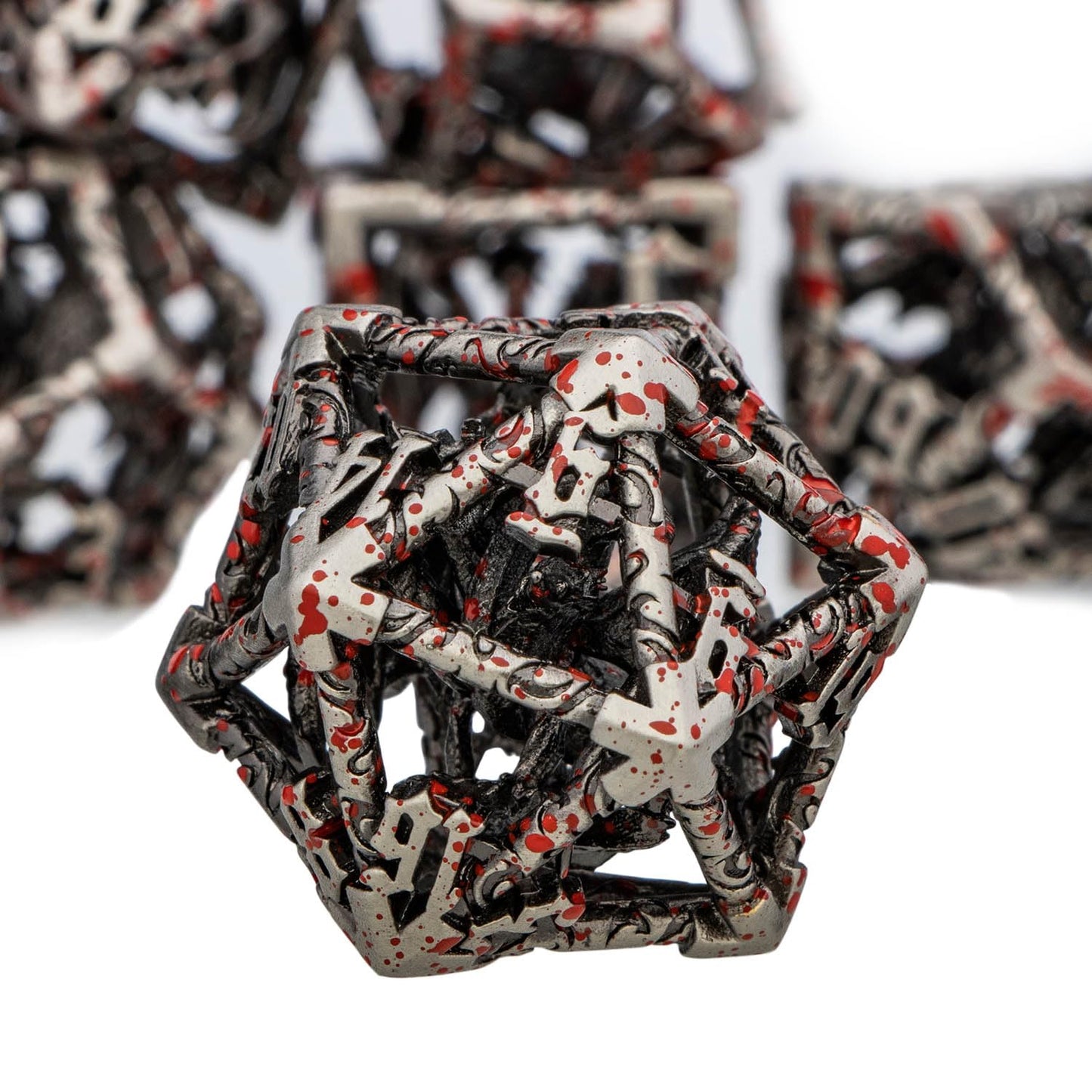 ARUOHHA Hollow DND Dice Set Blood Spatter 5-Headed Dragon D and D Dice with Gift Box, Dungeons and Dragons Role Playing Games 7P