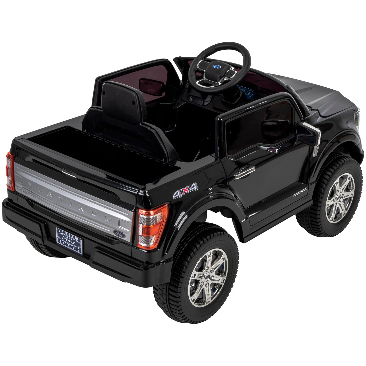 Huffy Ford F150 Platinum Black 6V Kids Ride On Truck, Real Led Headlights And Sounds, Ages 2-7, Max Weight 65Lbs, 2.5Mph Speed, Forward And Reverse, Large Durable Tires, Simple Wall Charging