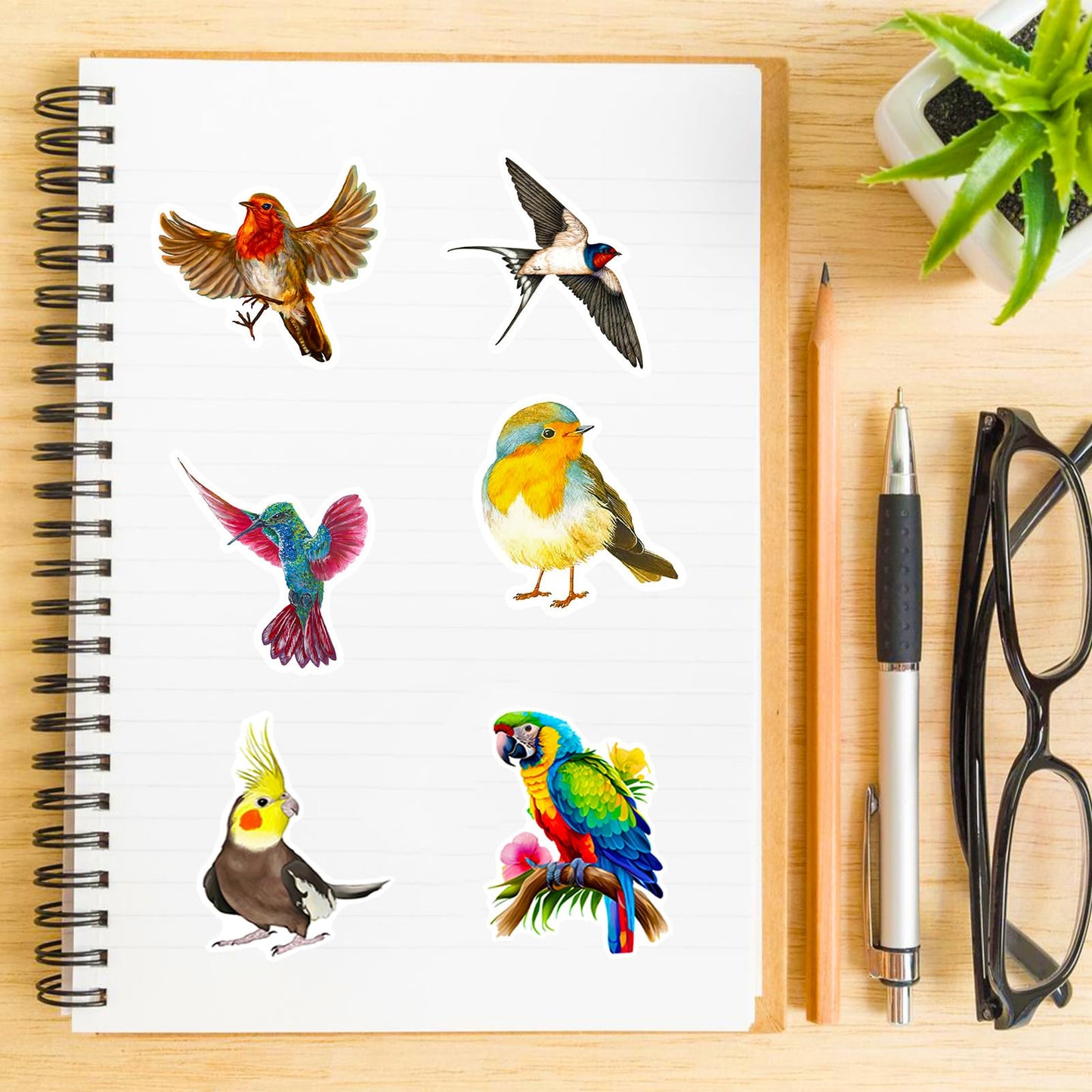 Dothrayan 100 Pcs Birds Stickers Cute Bird Animals Stickers, Vinyl Waterproof Birds Sticker For Kids Teen Water Bottles Laptop L