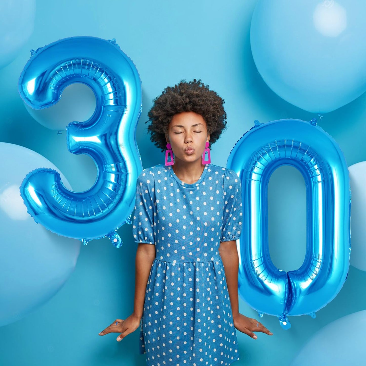 Blue Number 3 Balloon 40 Inch, Big Large Foil Helium Number Balloons, Jumbo Giant Mylar Number 3 Balloons For 3 Third Birthday P