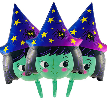 Hadckja Halloween Witch Balloon Cute Witch Head Balloons Witch Foil Balloons For Witch-Themed Party Supplies Decorations Hallowe