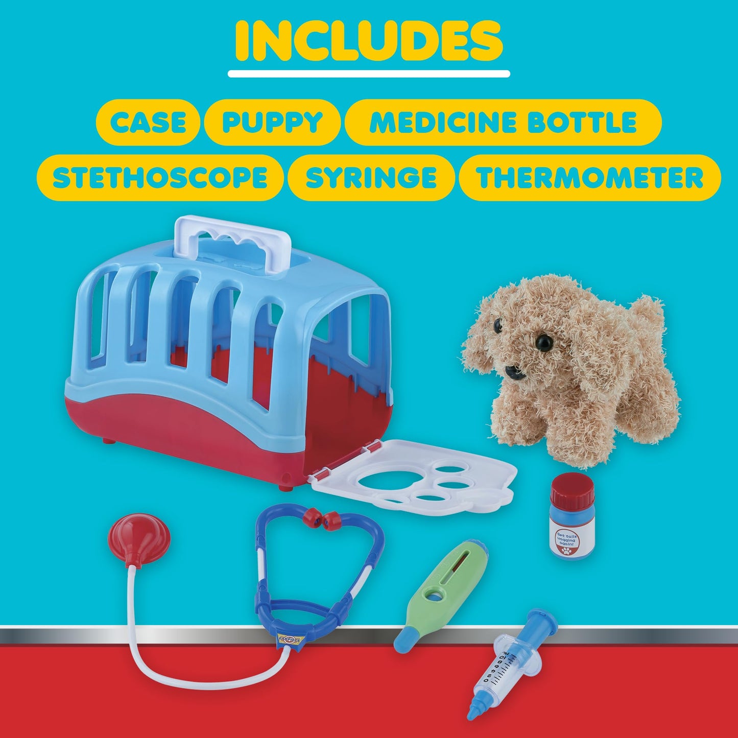 My World My Play Vet Set with Puppy and Accessories, Examine and Treat Play Vet Set, 6 Piece Set Includes Puppy Patient, Doctor