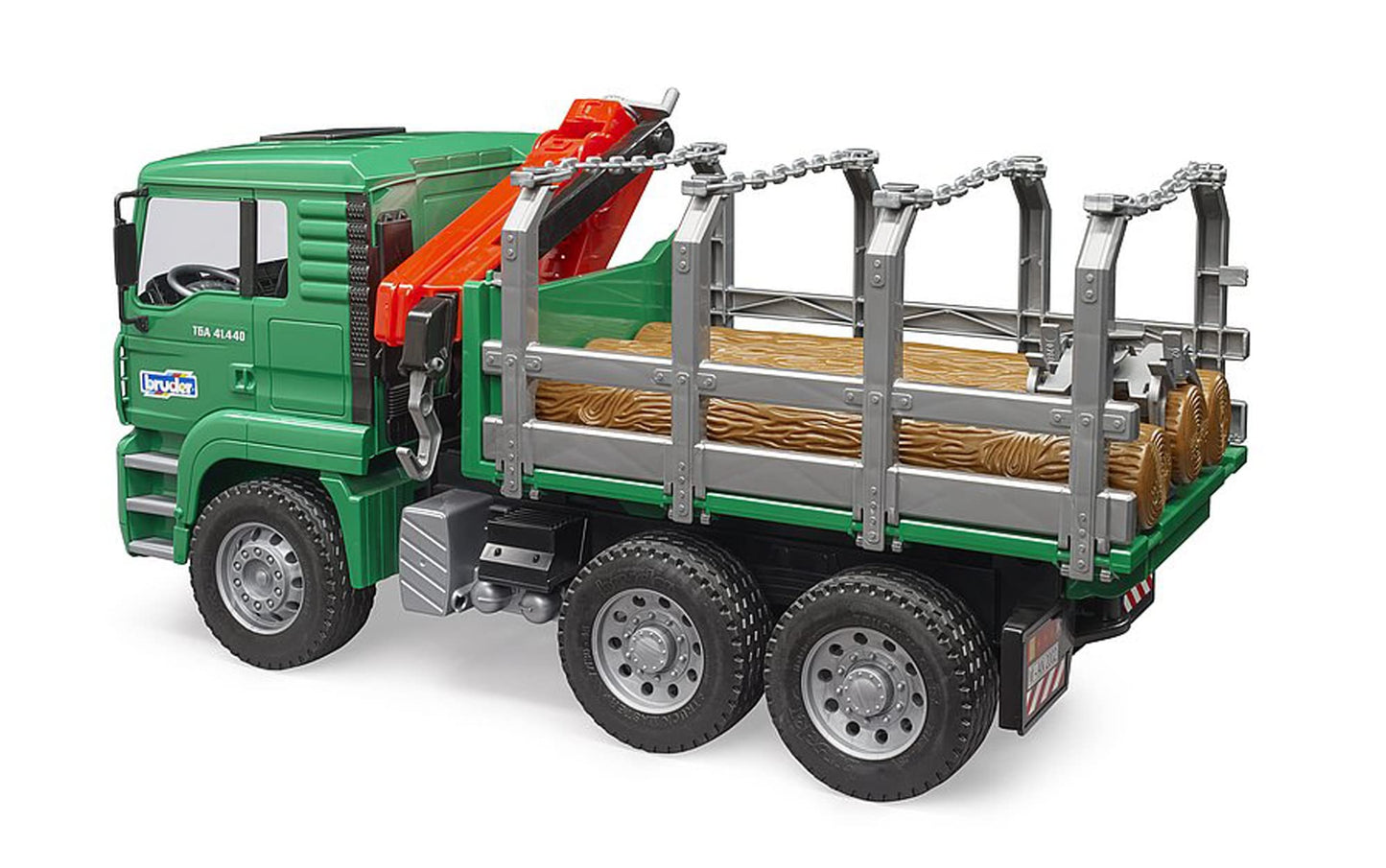 Bruder Toys - Forestry MAN Timber Truck with Fully Functioning Loading Crane, Tilting Loading Bed, and 3 Loadable Trunks - Ages