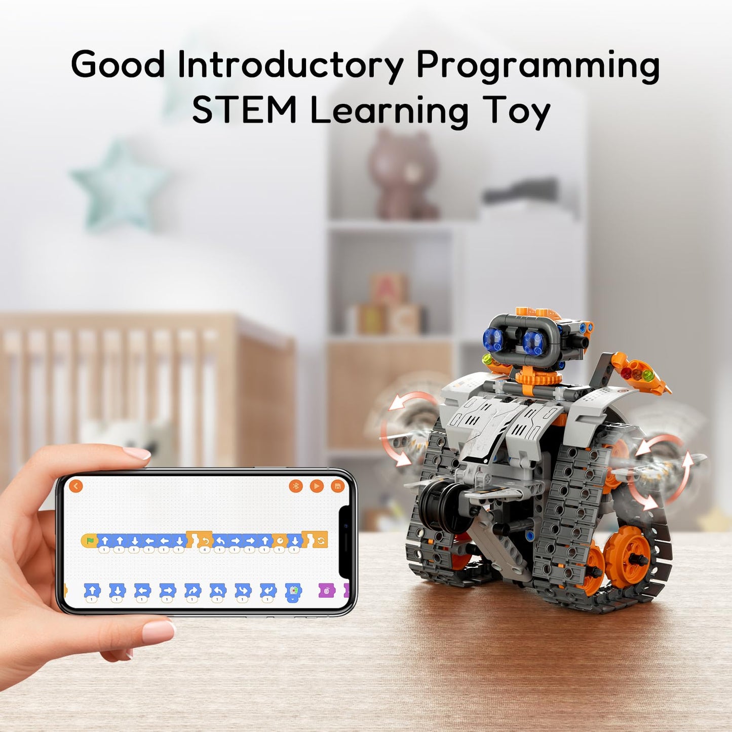 Sillbird Robot Building Kit With Remote Control Stem Gifts For Kids Boys Age 8-12, Coding Technic Robotics Toy For Birthday - Buildable 5In1 Models With 488 Pieces - Orange
