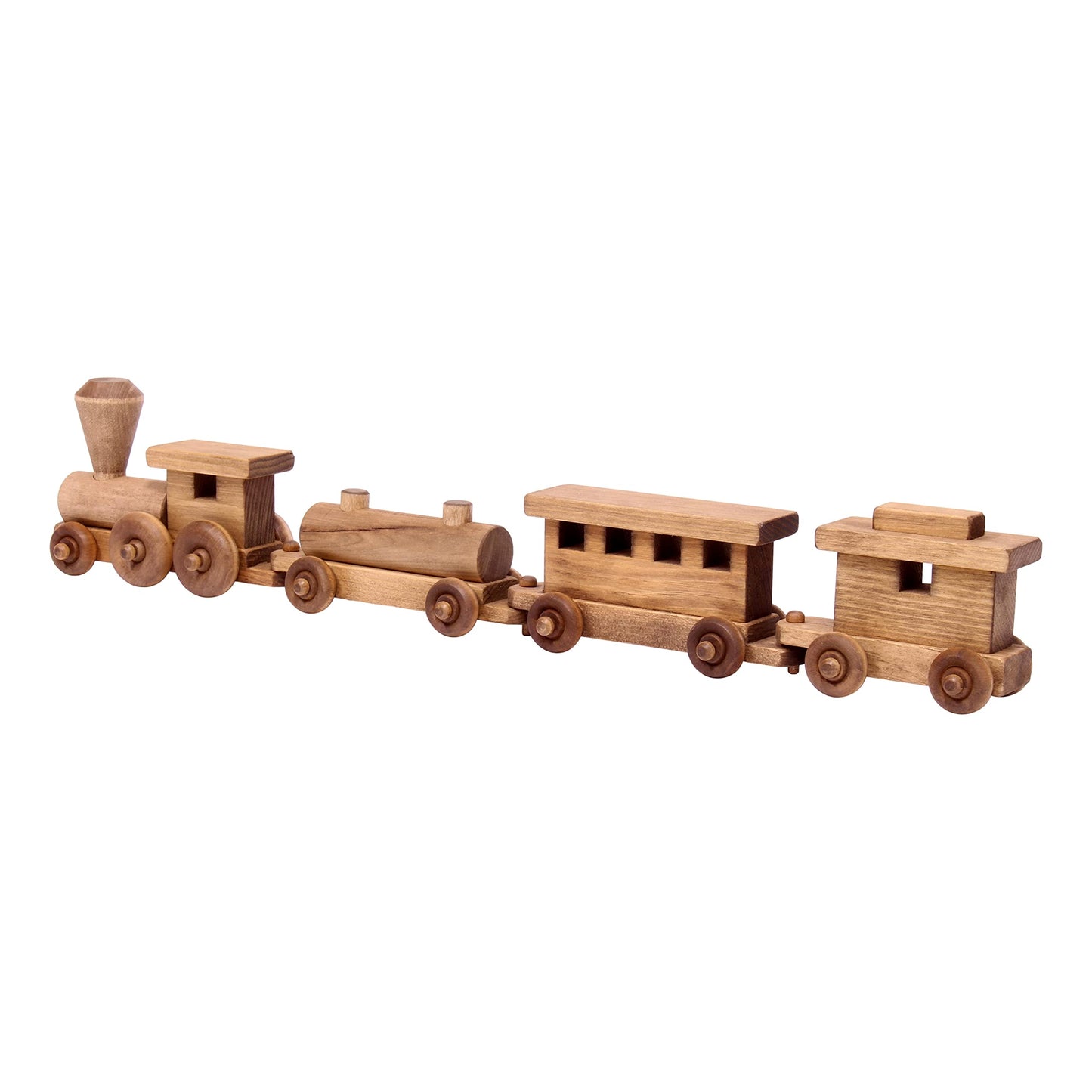 Amishtoybox.Com Wooden Train Toy Play Set - 24'' Long - Cpsia-Approved Finish (Harvest Stain)