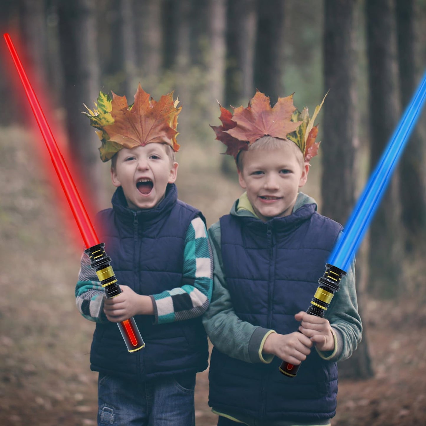 Light Up Saber for Kids, Blue Lightsaber with FX Sound, Expandable Light Swords Set for Galaxy War Fighter Warriors, Halloween D