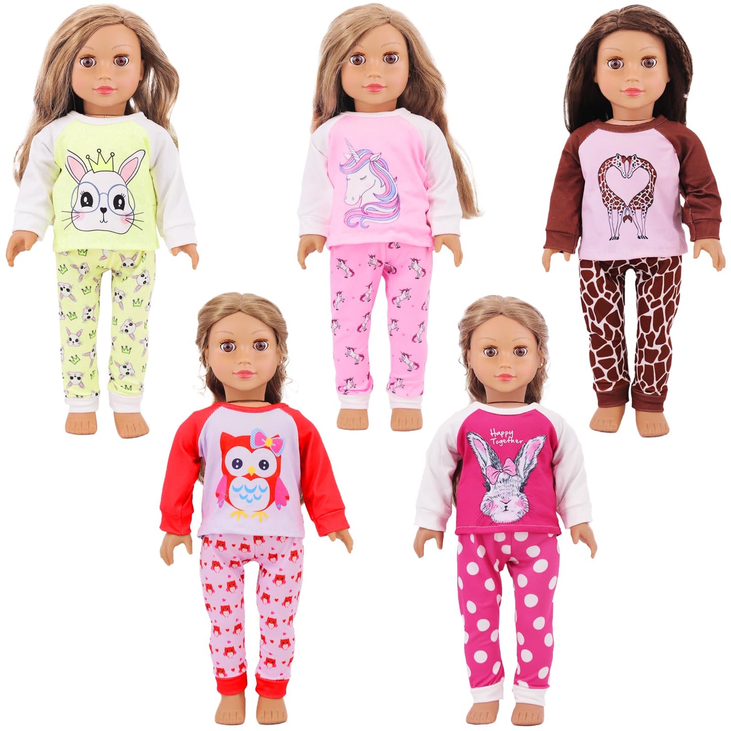 Zita Element 5 Sets Baby Doll Clothes Outfits Casual Wear For 14-18 Inch Doll, Doll Clothes For Alive Doll 10 Pcs Baby Doll Acce