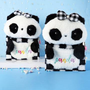 YOYTOO Panda Diary for Girls - Plush Notebook Journal with Lock & Keys, 160 Pages, White Panda, Model C0502