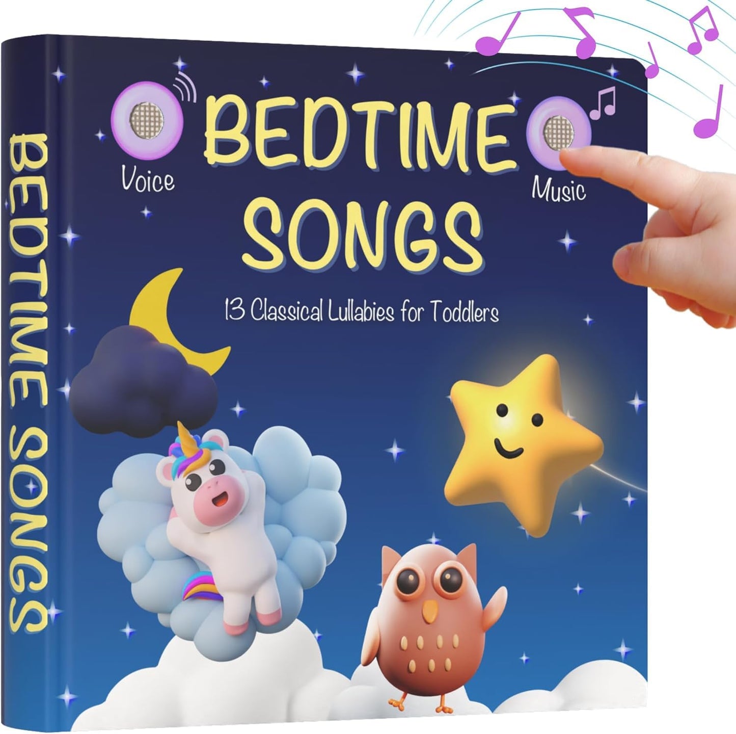 LEARNING BUGS Bedtime Songs - 13 Timeless Lullabies for Little Ones, Musical Books for Toddlers, 28-Button Music Book, Musical T
