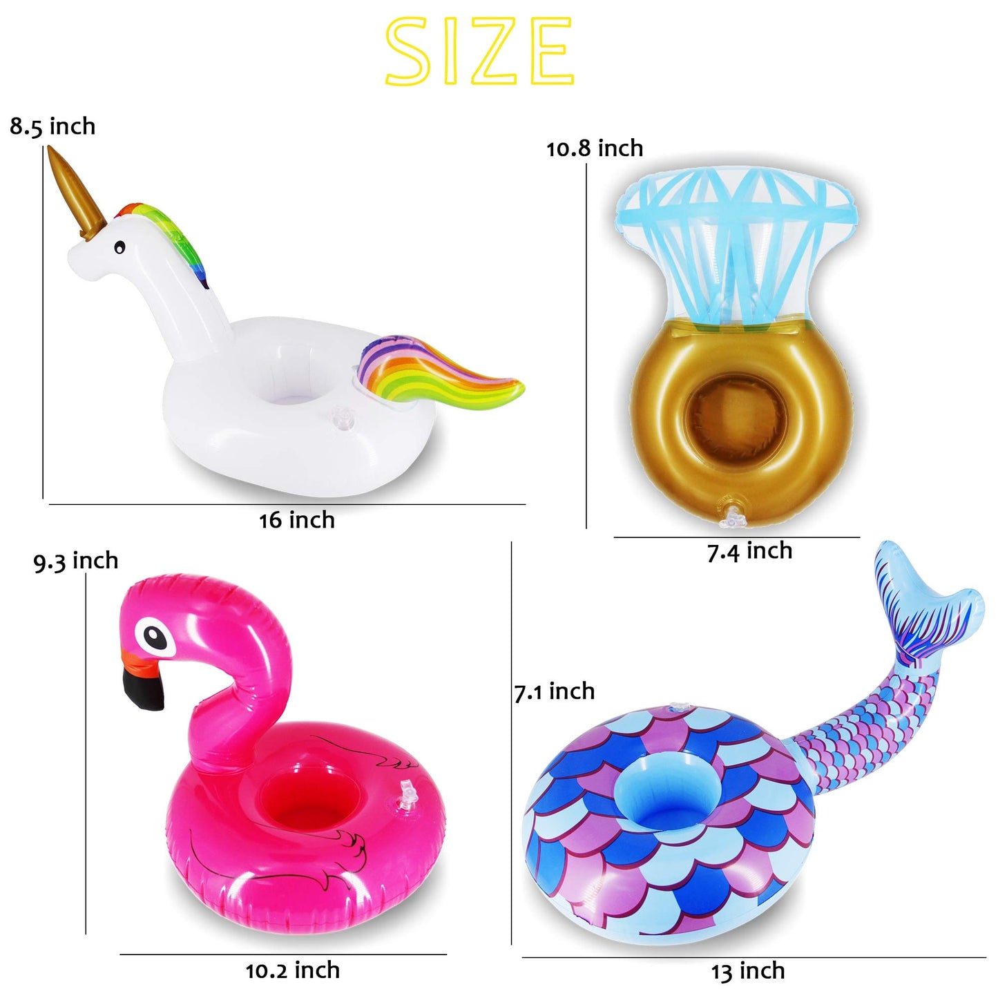 Zcaukya 12 Pack Inflatable Floating Drinking Holders, Drink Floats Inflatable Cup Coasters For Pool Party