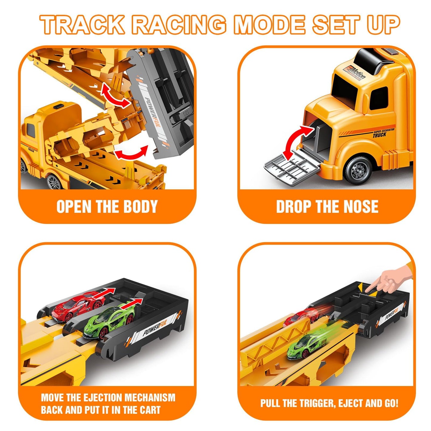 Veslier Race Car Track Toddlers Toys,Race Tracks for Kids with 3 Foldable Layer Car Race Track Playset,Transport Car Carrier & 8