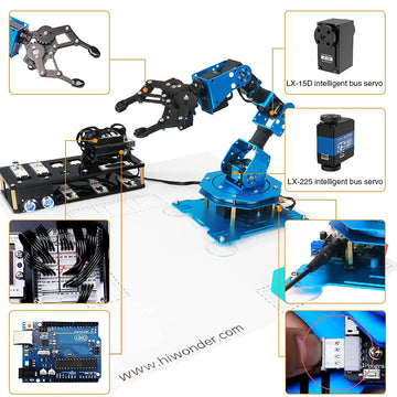 Xarm Uno Robotic Arm 6Dof Robot Arm Kit With Secondary Development Compatible With Arduino Ide, Diy Programming Robot Kit Steam Robot Arm With Sensor And Uno R3 Open Source Code & Tutorial