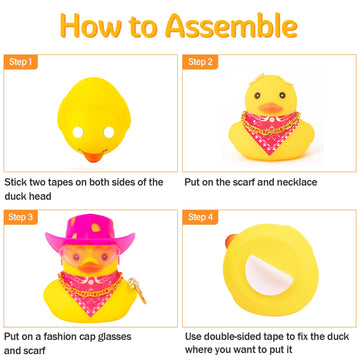 Wonuu Rubber Duck Yellow Duck Car Dashboard Decorations Car Ornaments For Cool Car Accessories With Cowboy Hat Necklace And Sunglasses, Pink Hat Love Glassess